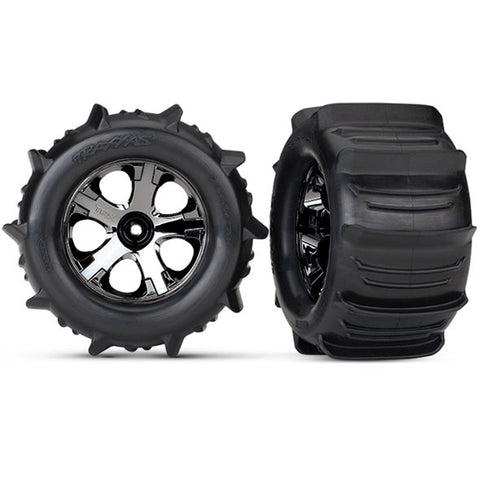 Traxxas 4175 Paddle Tires, All-Star 2.8" Wheels, Black Chrome