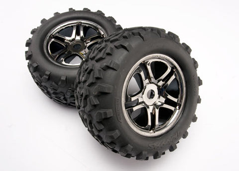Traxxas 4983A Maxx Tires, Split Spoke Wheels, Black Chrome
