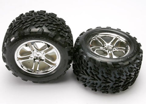 Traxxas 5174 Talon Tires, Split-Spoke Wheels, 3.8", 14mm, Chrome