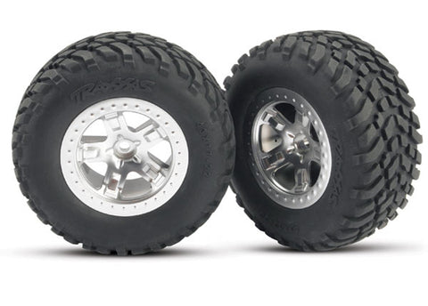 Traxxas 5873 SCT Offroad Tires w/SCT Satin Chrome Wheels