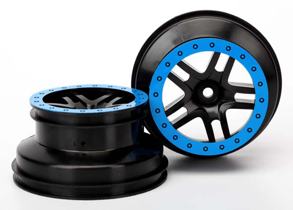 TRA5886A 5886A SCT SS Beadlock Style Wheels, Black/Blue, Front 2WD