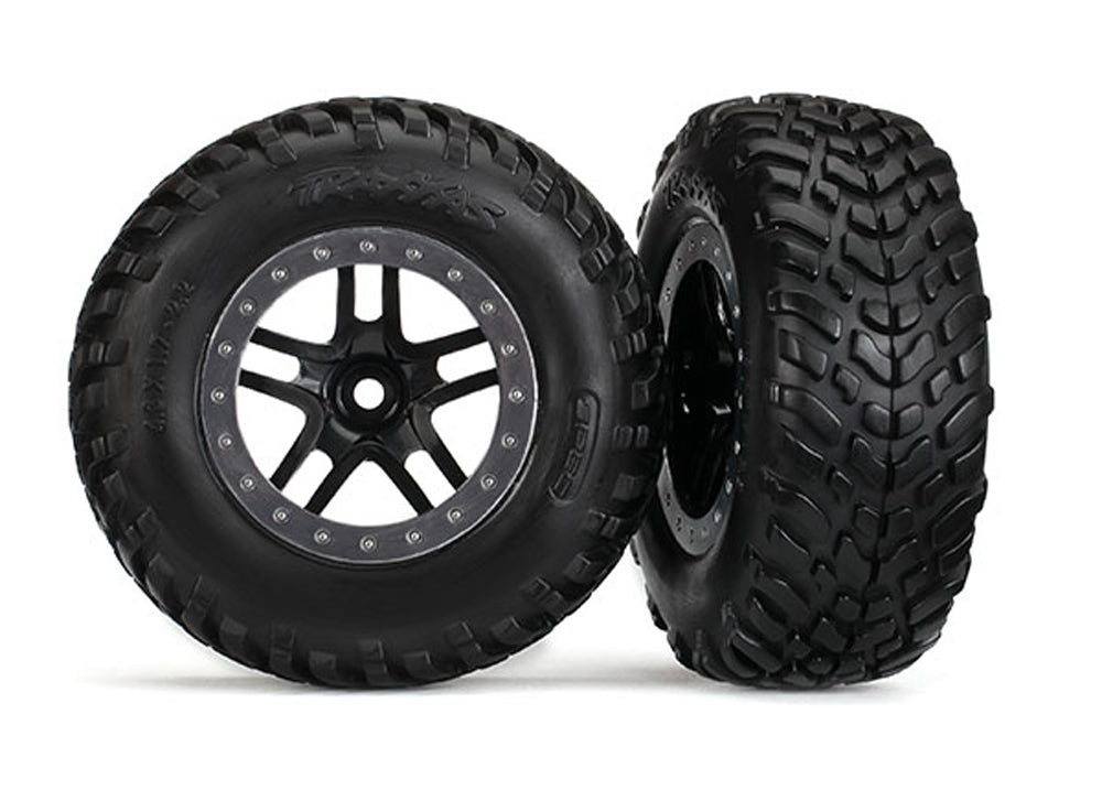 TRA5890 5890 SCT Off-Road Tires, SCT SS Wheels, Blk/Satin Chrome