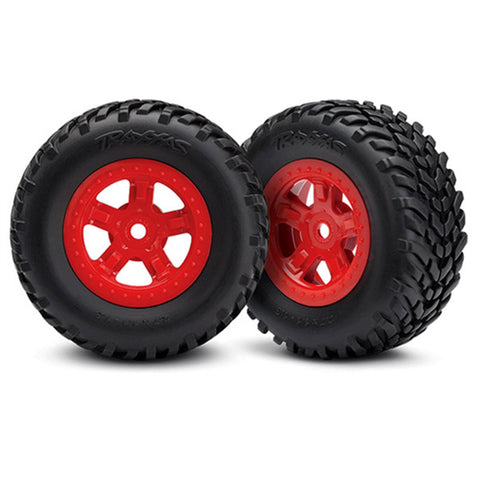 Traxxas 7674R SCT Off-Road Racing Tires & SCT Wheels, Red