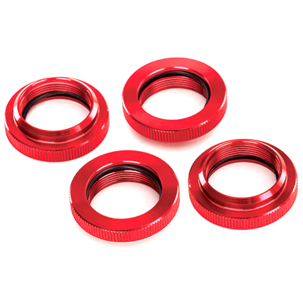 TRA7767R 7767R Aluminum GTX Shock Spring Retainers, Red, X-Maxx