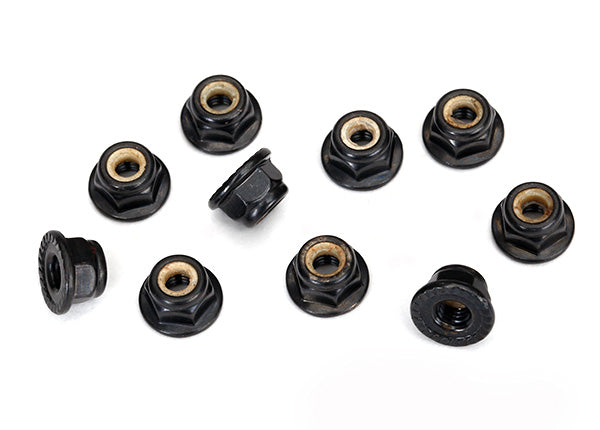 TRA8347 8347 4mm Flanged Nylon Locking Nuts, Black