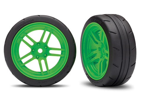 Traxxas 8373G Response Tires, Split Spoke Wheels, 1.9", Green