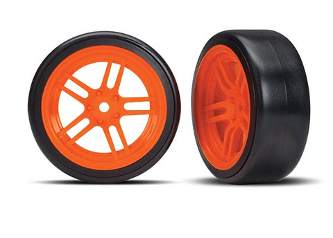 Traxxas 8376A Drift Tires, Split Spoke 1.9" Wheels, Orange, Front