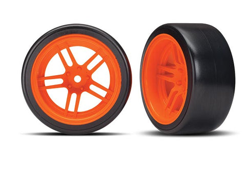 Traxxas 8377A Drift Tires, Split Spoke 1.9" Wheels, Orange, Rear