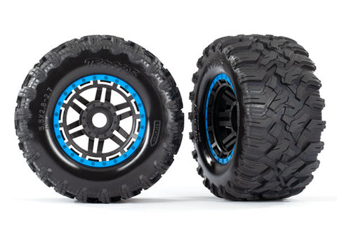 Traxxas 8972A Maxx MT Tires, Black/Blue Beadlock Style Wheels
