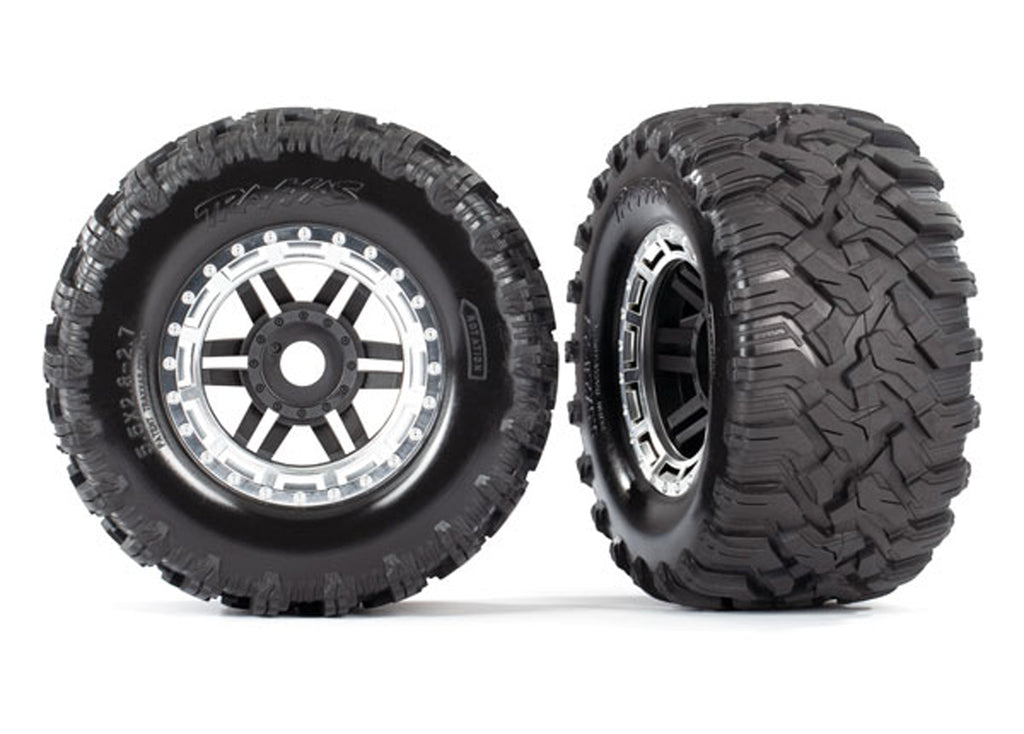 TRA8972X 8972X Maxx MT Tires, Wheels, Black/Chrome Beadlock Style
